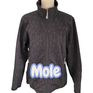 Mole Mystic Black Wallpaper Print Soft Shell Zip-Up Jacket (L)